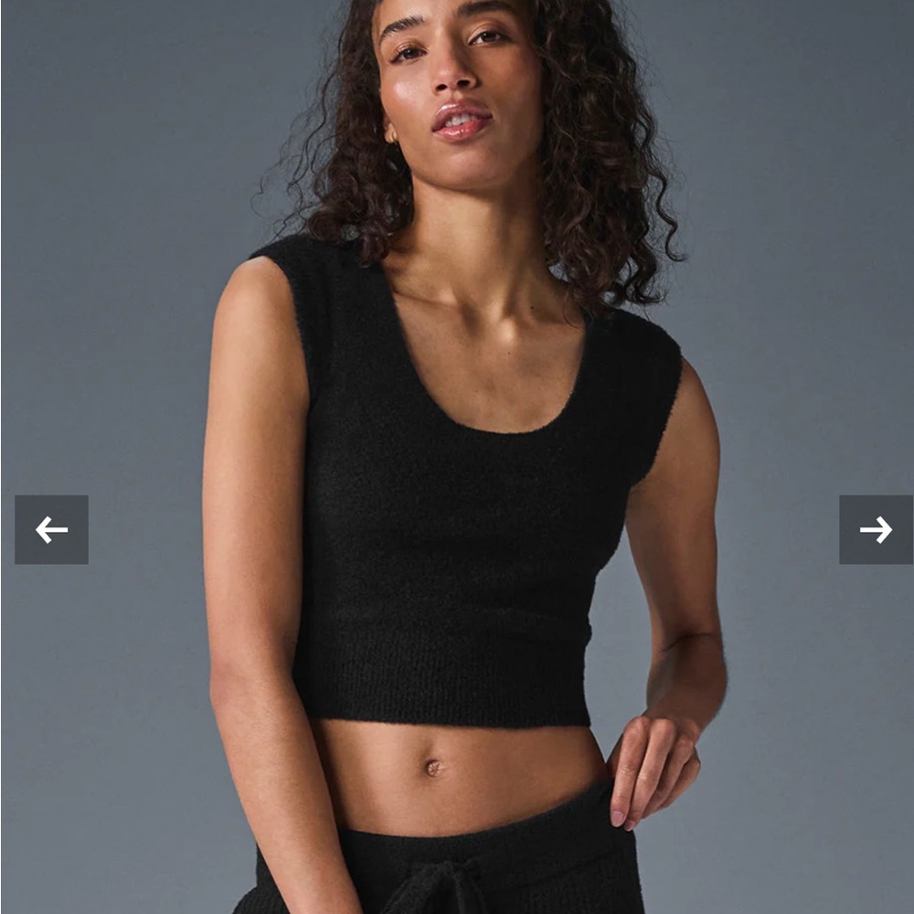 ALO Yoga black Knit Top snuggle up 2025 xs